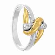 Anello - 18 carati Oro bianco, Oro giallo - 0.04ct. tw. Diamante (Naturale) - Made in Italy - Handmade