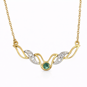 Collana con ciondolo - 18 carati Oro bianco, Oro giallo - 0.27ct. tw. Smeraldo - Diamante