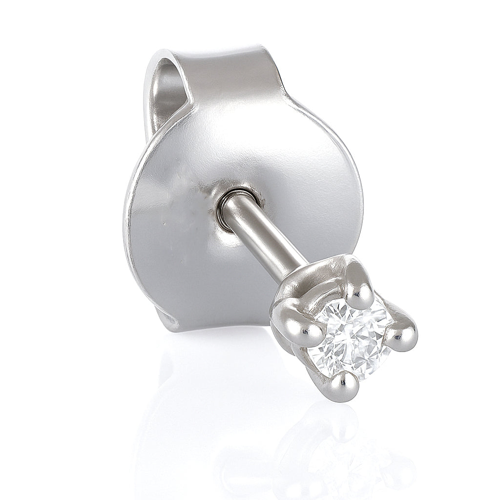 Orecchino singolo in Oro bianco 18 carati- Diamante
