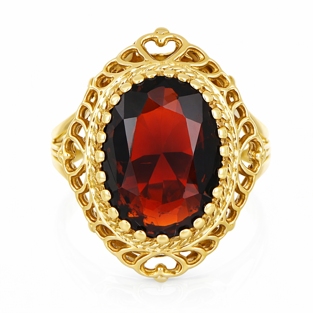 Anello - 18 carati Oro giallo - 7.00ct. tw. Granato - Made in Italy - Handmade