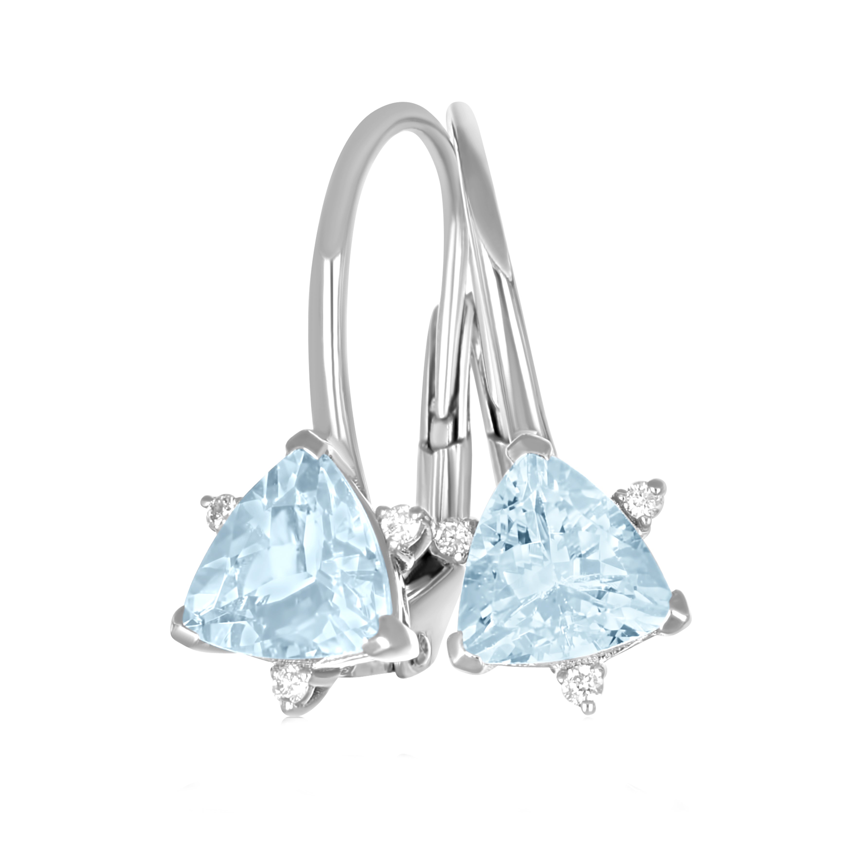 Orecchini - 18 carati Oro bianco - 0.09ct. tw. Diamante (Naturale) - Acquamarina