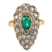 14 carati  Oro giallo, Argento 925- Anello - 1.10 ct Smeraldo - Ct 0.55 Diamanti