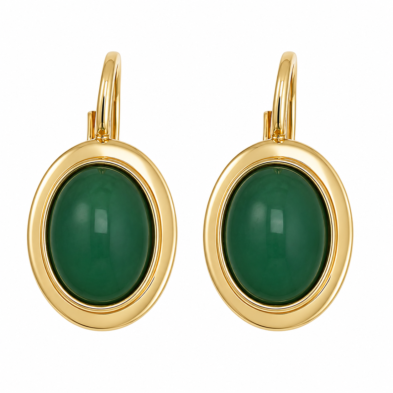 Orecchini - 18 carati Oro giallo, Agata verde - 3.00ct. tw. - Made in Italy - Handmade