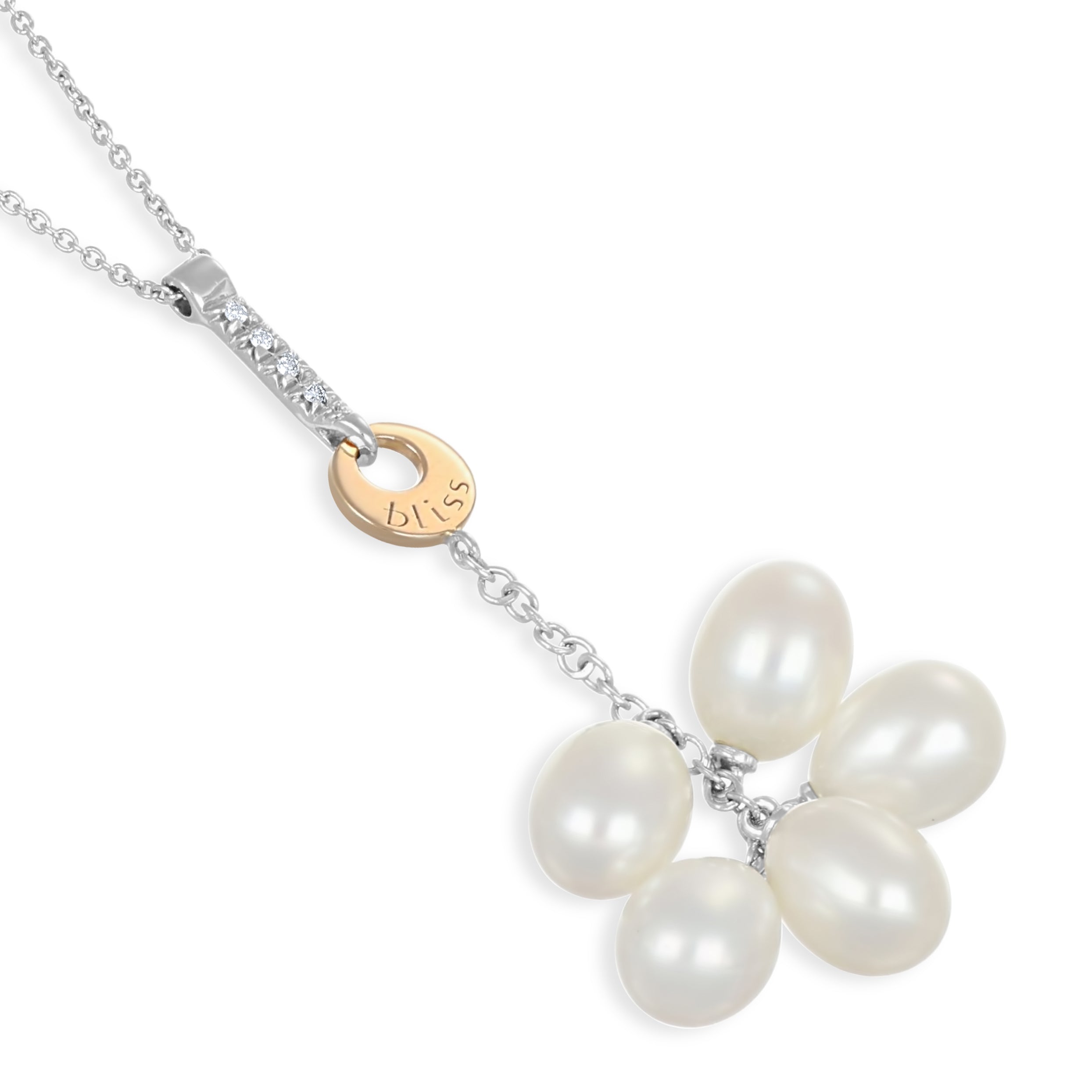 Collana con pendente - Oro bianco 18 kt., Oro giallo - 0,08 ct. tw. Diamante (Naturale)