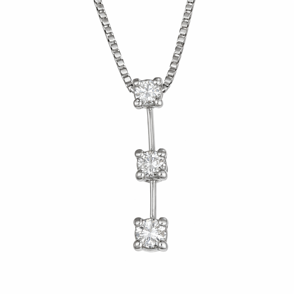 Collana con ciondolo - 18 carati Oro bianco - 0.06ct. tw. Diamante (Naturale)