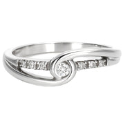 Anello - 18 carati Oro bianco - 0.09ct. tw. Diamante (Naturale)