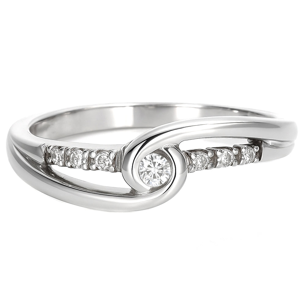 Anello - 18 carati Oro bianco - 0.09ct. tw. Diamante (Naturale)