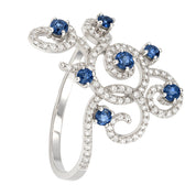 Anello - 18 carati Oro bianco - 4.20ct. tw. Zaffiro - Diamante