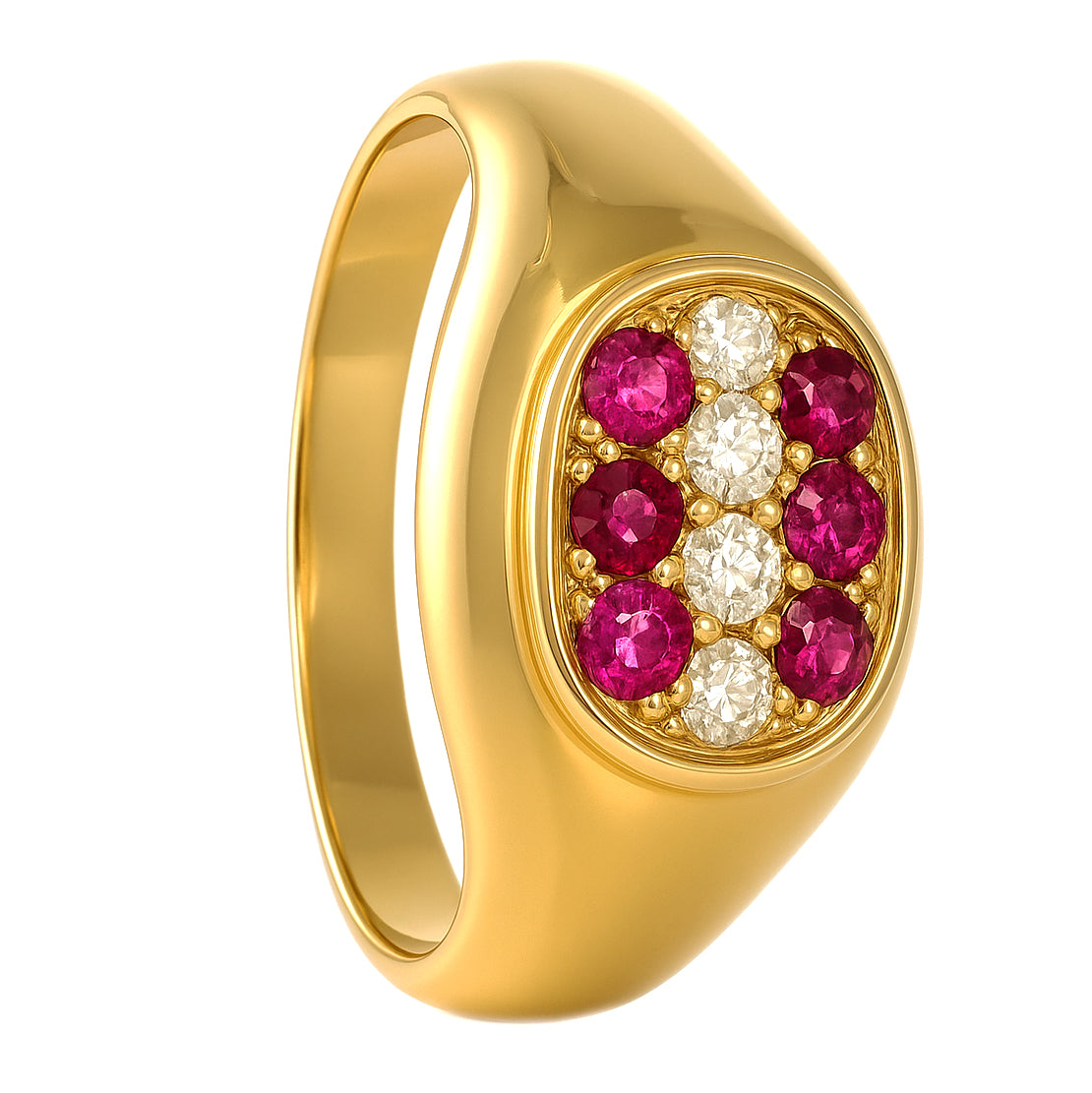 Anello - 18 carati Oro giallo - 0.23ct. tw. Rubino - Diamante