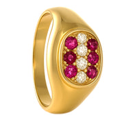 Anello - 18 carati Oro giallo - 0.23ct. tw. Rubino - Diamante