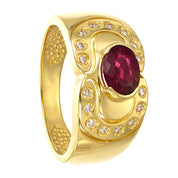 Anello - 18 carati Oro giallo - 0.66ct. tw. Rubino - Diamante