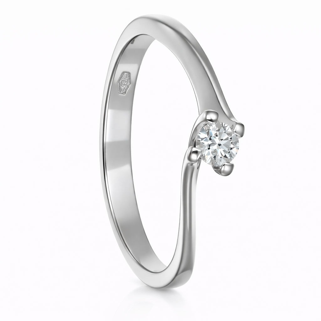 Anello - 18 carati Oro bianco - 0.09ct. tw. Diamante (Naturale)