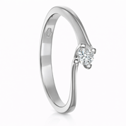 Anello - 18 carati Oro bianco - 0.09ct. tw. Diamante (Naturale)