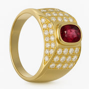 Anello - 18 carati Oro giallo - 1.42ct. tw. Rubino - Diamante