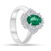 Anello - 18 carati Oro bianco - 1.75ct. tw. Smeraldo - Diamante