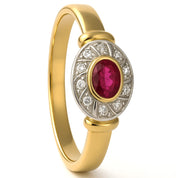 Anello - 18 carati Oro giallo, Oro bianco - 0.24ct. tw. Rubino - Diamante
