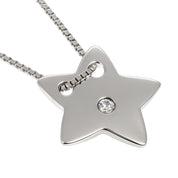 Collana con ciondolo - 18 carati Oro bianco - 0.04ct. tw. Diamante (Naturale)