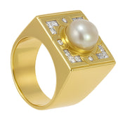 Anello - 18 carati Oro giallo - 0.60ct. tw. Diamante (Naturale) - Perla