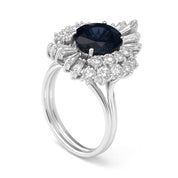 Anello - 18 carati Oro bianco - 5.60ct. tw. Zaffiro - Diamante