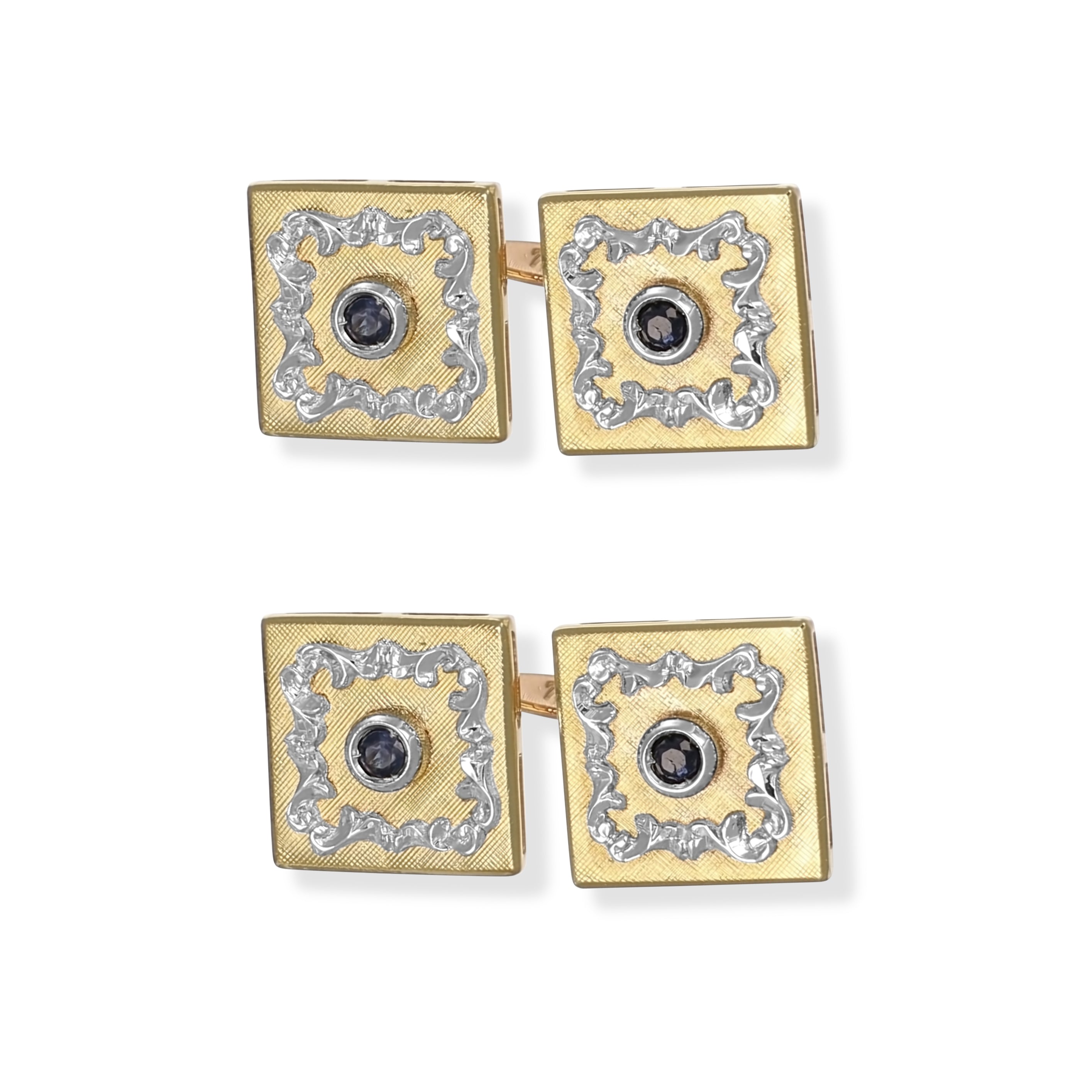 Gemelli - Oro bianco 18 kt., Oro giallo - 0,20 ct. tw. Zaffiro