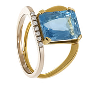 Anello - 18 carati Oro giallo, Oro bianco - 4.77ct. tw. Topazio - Diamante