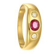 Anello - 18 carati Oro giallo - 0.20ct. tw. Rubino - Diamante