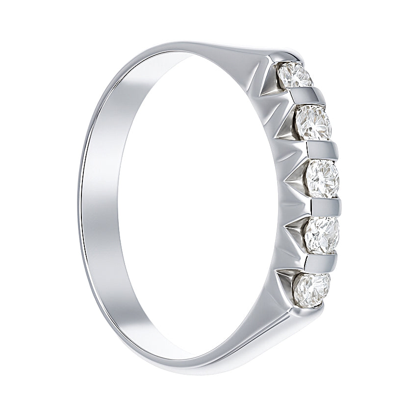 Anello - 18 carati Oro bianco - 0.03ct. tw. Diamante (Naturale)