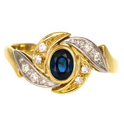 Anello - 18 carati Oro bianco, Oro giallo - 0.66ct. tw. Zaffiro - Diamante