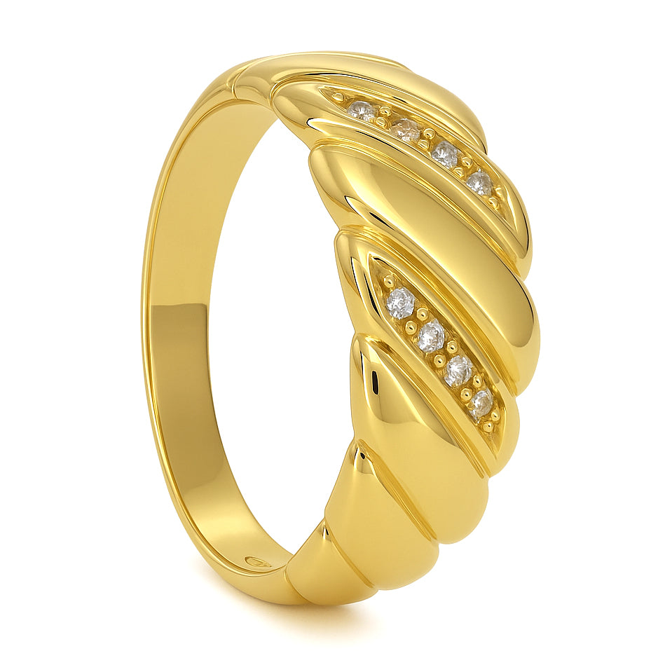 Anello - 18 carati Oro giallo - 0.04ct. tw. Diamante (Naturale)