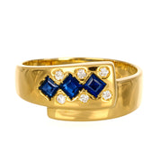 Anello - 18 carati Oro giallo - 0.30ct. tw. Zaffiro - Diamante