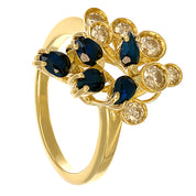 Anello - 18 carati Oro giallo - 1.05ct. tw. Zaffiro - Diamante