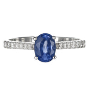 Anello - 18 carati Oro bianco - 1.29ct. tw. Zaffiro - Diamante