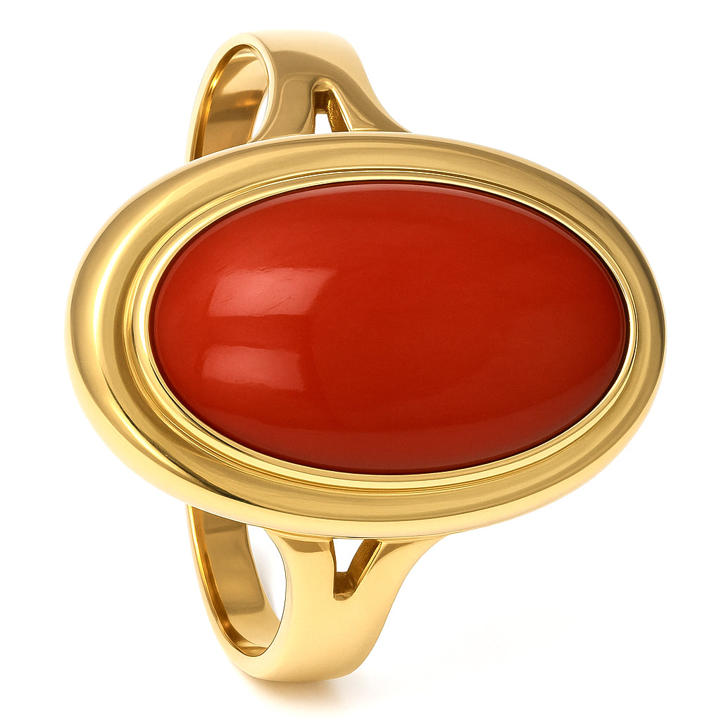 Anello - 18 carati Oro giallo Corallo
