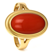 Anello - 18 carati Oro giallo Corallo