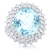 Anello - 18 carati Oro bianco - 16.22ct. tw. Acquamarina - Diamante