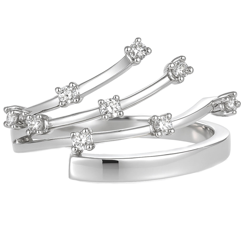 Anello - 18 carati Oro bianco - 0.18ct. tw. Diamante (Naturale)