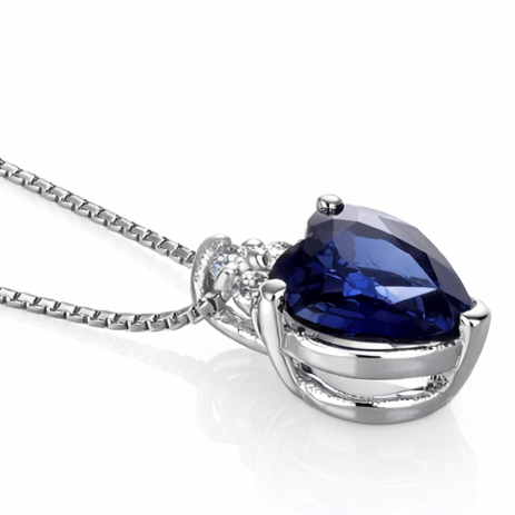 Collana con ciondolo - 18 carati Oro bianco - 0.76ct. tw. Zaffiro - Diamante