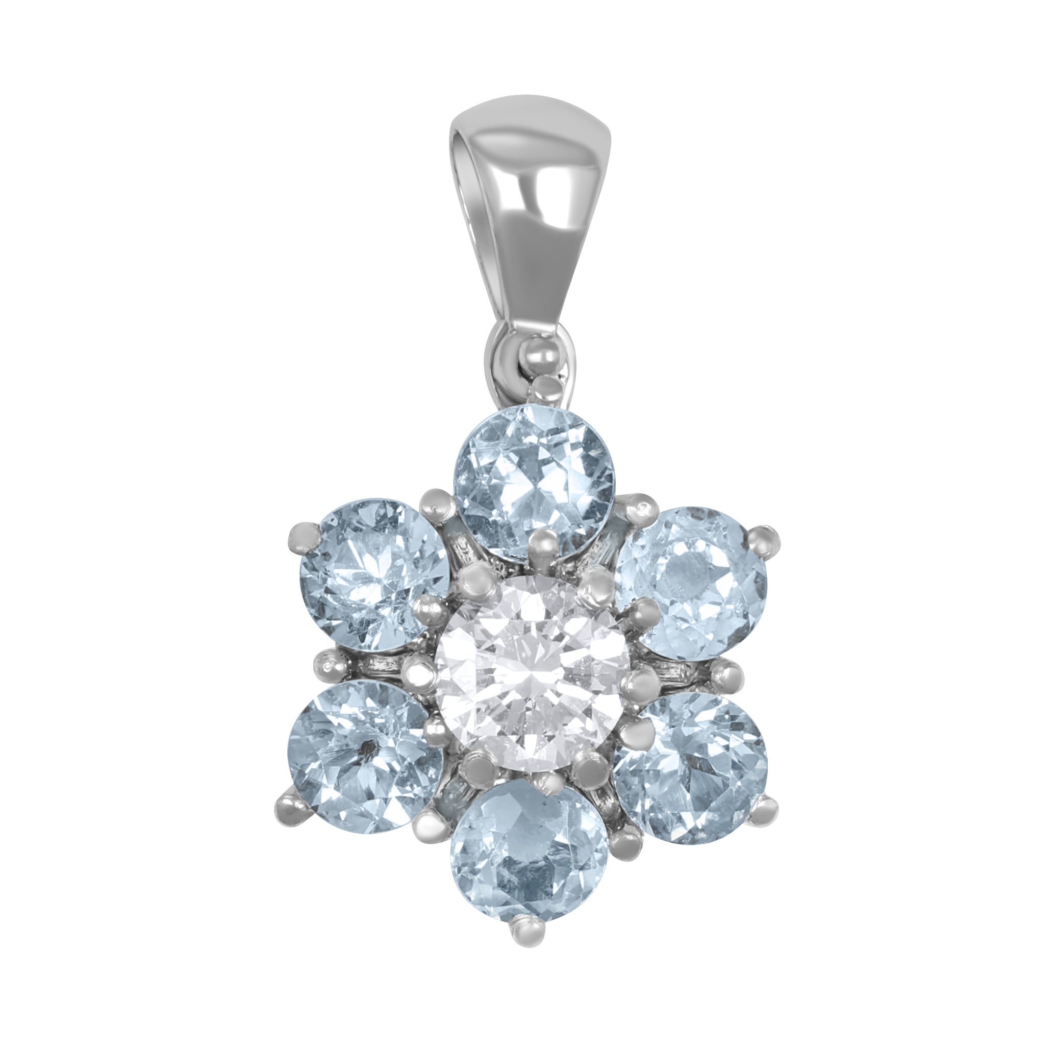 Ciondolo - 18 carati Oro bianco - 1.86ct. tw. Acquamarina - Diamante