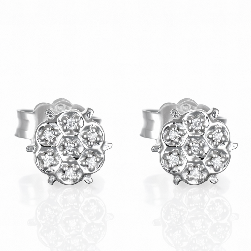 Orecchini - 18 carati Oro bianco - 0.07ct. tw. Diamante (Naturale)