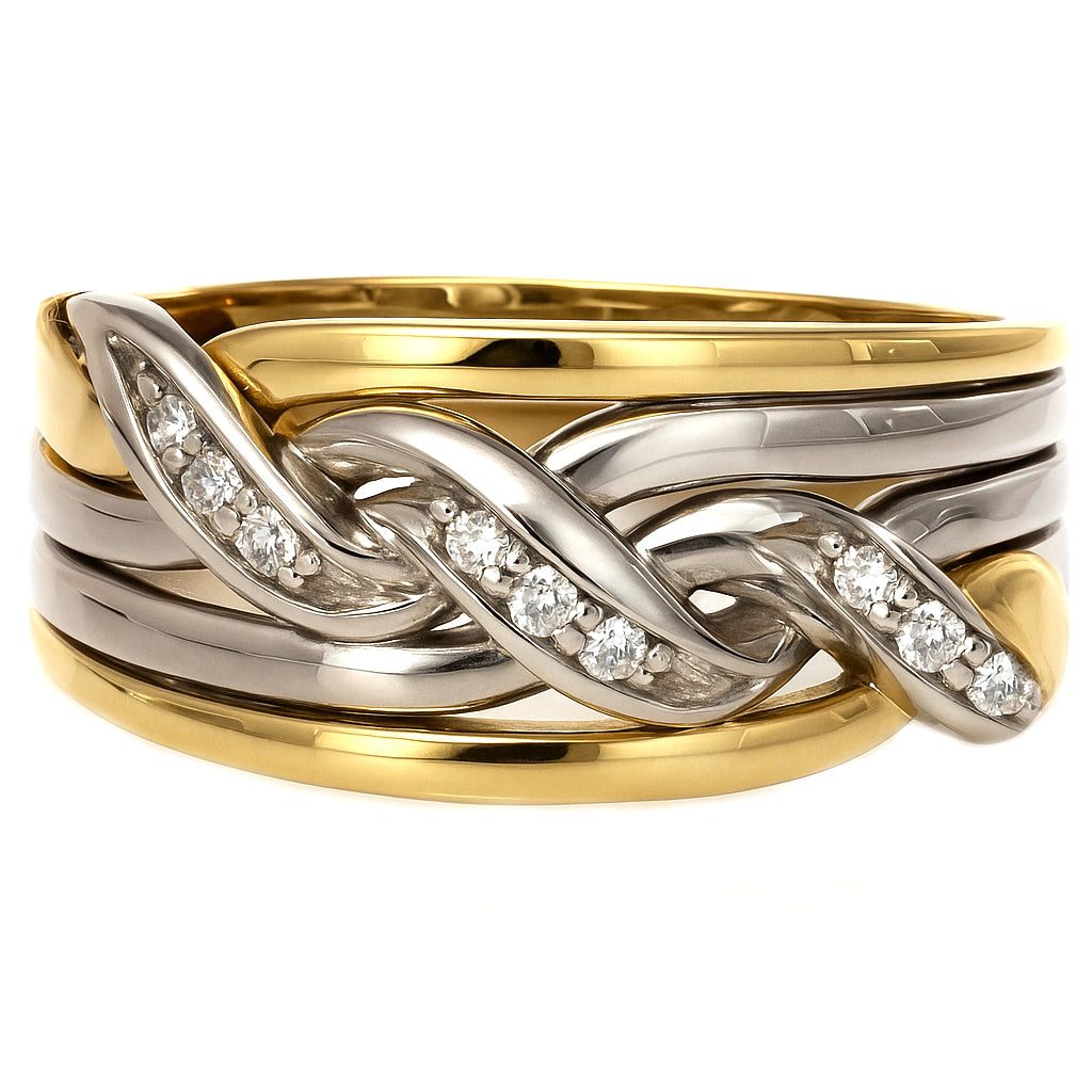 Anello - 18 carati Oro bianco, Oro giallo - 0.09ct. tw. Diamante (Naturale)