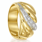 Anello - 18 carati Oro bianco, Oro giallo - 0.10ct. tw. Diamante (Naturale)