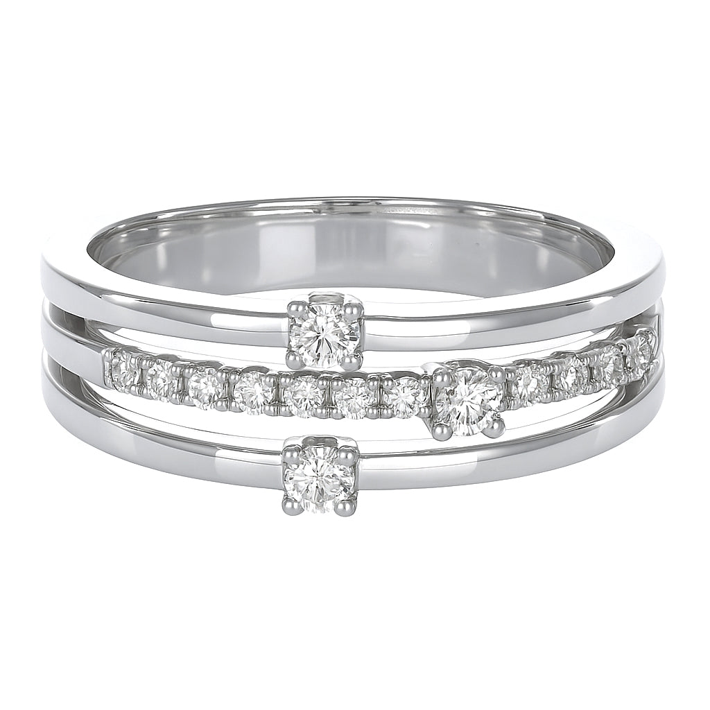 Anello - 18 carati Oro bianco - 0.16ct. tw. Diamante (Naturale)