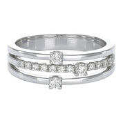 Anello - 18 carati Oro bianco - 0.16ct. tw. Diamante (Naturale)