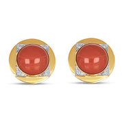 Orecchini - 18 carati Oro bianco, Oro giallo - 0.32ct. tw. Diamante (Naturale) - Corallo