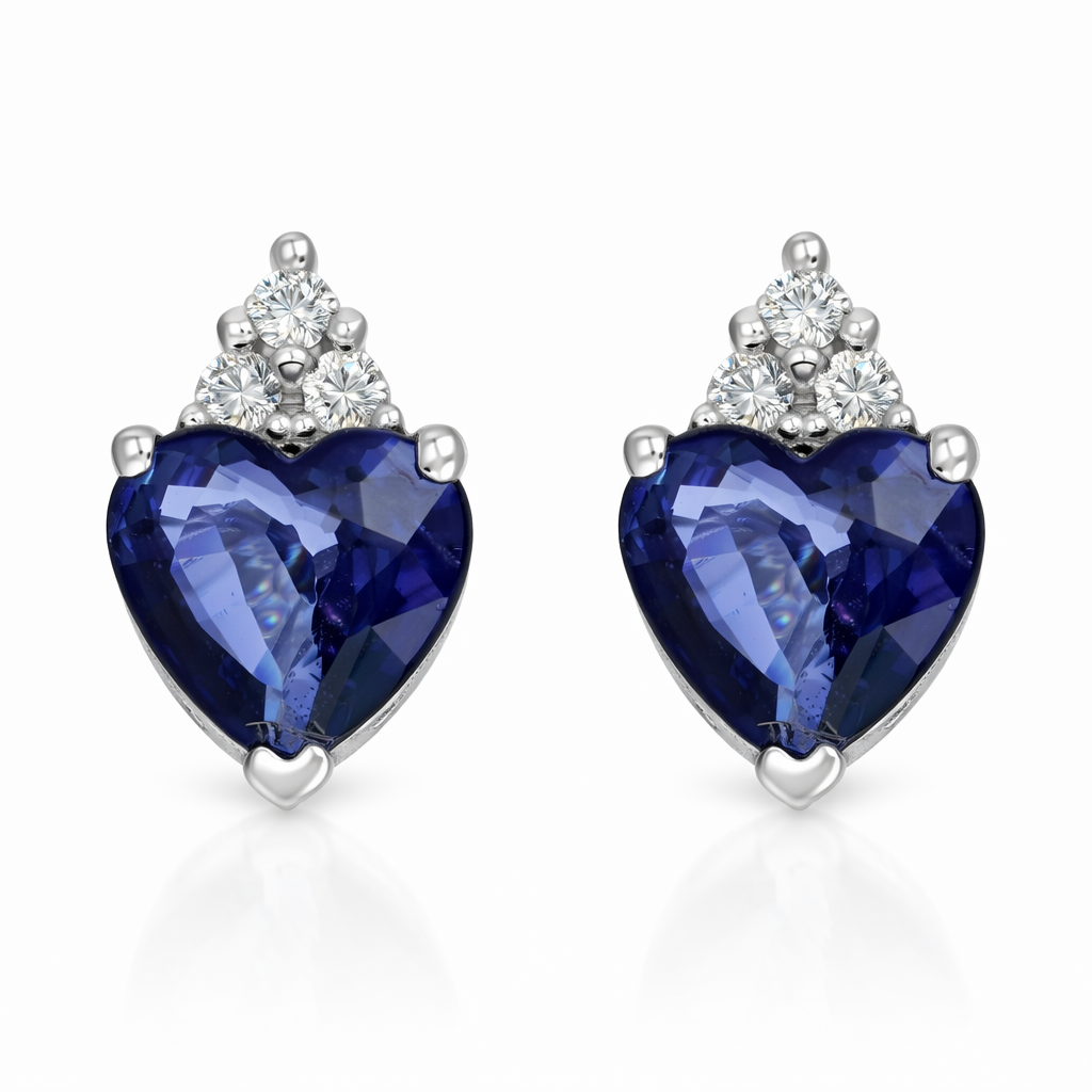 Orecchini - 18 carati Oro bianco - 1.47ct. tw. Zaffiro - Diamante