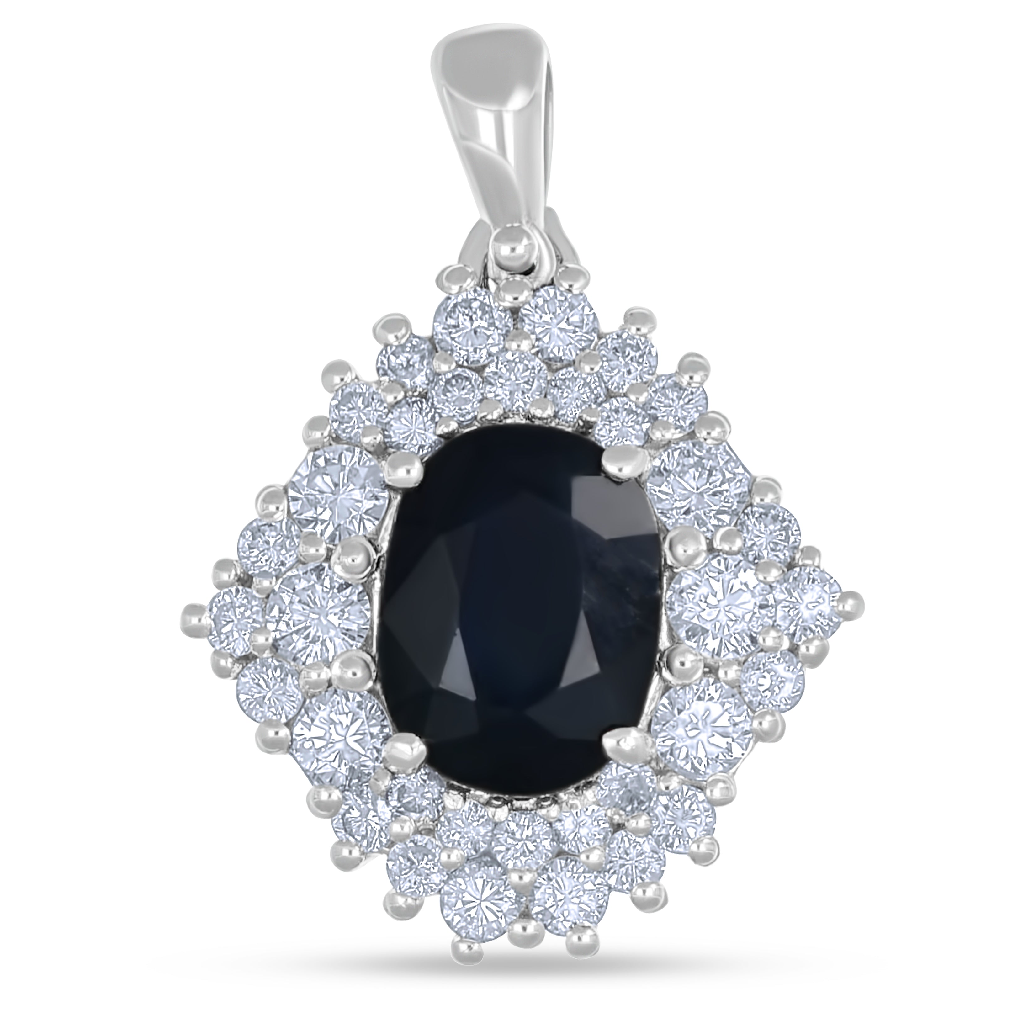 Ciondolo - 18 carati Oro bianco - 2.30ct. tw. Zaffiro - Diamante