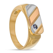 Anello - Oro rosa 18 kt, Oro bianco, Oro giallo - 0,03 ct. tw. Zaffiro