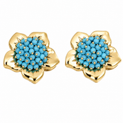 Orecchini - 18 carati Oro giallo - 2.00ct. tw. Turchese - Made in Italy - Handmade