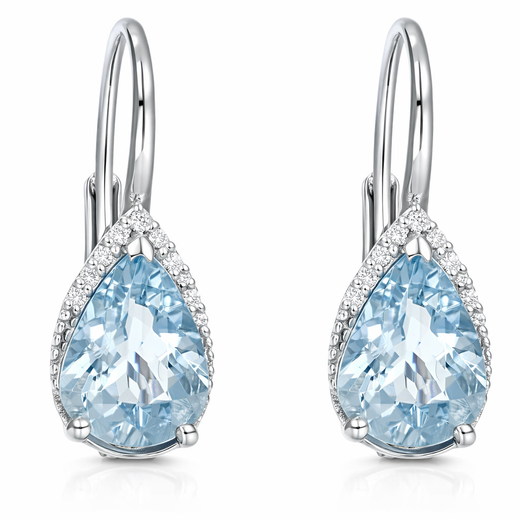 Orecchini - 18 carati Oro bianco - 2.28ct. tw. Acquamarina - Diamante