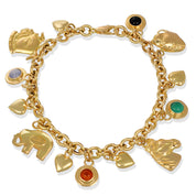 Bracciale in oro giallo 18 carati con Zaffiro - Giada - Corniola - Pieta di luna